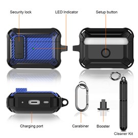 Lopnord for Airpod Pro Case Cover with Cleaner Kit, Compatible with Airpods Pro 2nd Generation Case/1st Generation (2023/2022/2019), Shockproof Lock Cover with Keychain for Men Women