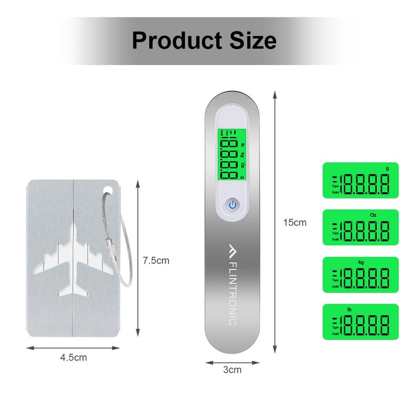 Flintronic Digital Luggage Scale, Portable Hanging Scale, LCD Display with