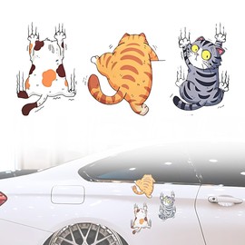 JUGUTA Autoaufkleber Lustige Katze, 3 Stück 3D Cartoon Tier Katze Kätzchen Sticker, Lustige Autoaufkleber Wassdichte Pvc Cat Aufkleber Fenstersticker Für Auto Wand Laptop