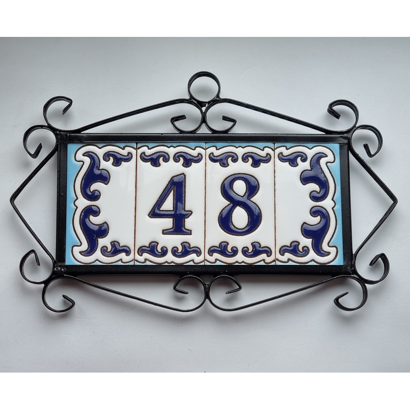 Daniella-M2 Spanish Hand-painted Ceramic Dark Blue Number With Dark Blue