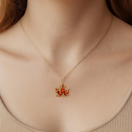 Sonateomber Thanksgiving Gold Fall Maple Leaf Pendant Necklace for Women, Dainty Chain Orange Crystal CZ Rhinestone leaves Adjustable Dangle Necklaces Prom Holiday Autumn Jewelry Gift