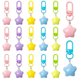 20 Pcs Star Keychain Bulk Chubby Star Key Chains for Car Keys Keychain Bulk Charms Key Ring for Keys, Bags, DIY Accessories (Multicolor)