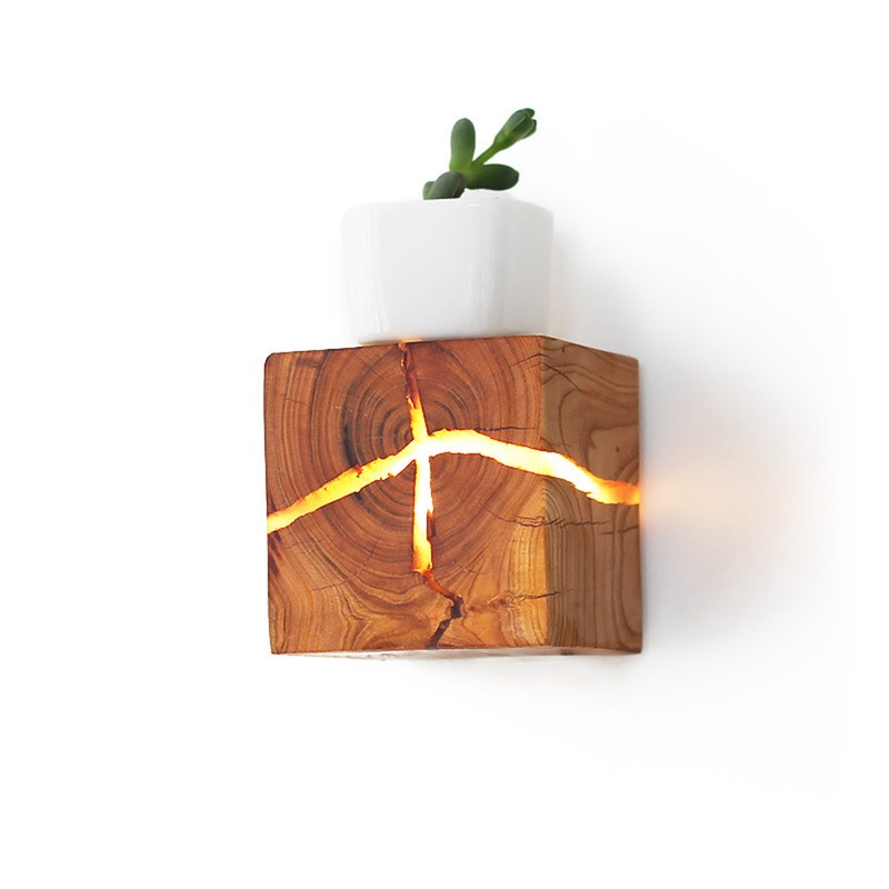 Cracked Wood Grain Wall Lamp Wall Light Bedroom Bedside Night