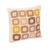 Creative Co-Op Square Cotton Crocheted Pillow with Block Pattern, Multicolor,