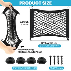 2 Pack Elastic Small Cargo Net Pocket,Small Cargo Net with Hooks,Cargo Netting Bungee,Storage Net,Boat Storage,Trunk Net Organizer for Car,Truck Netting for Cargo(Size:18.9x13.78 inche)