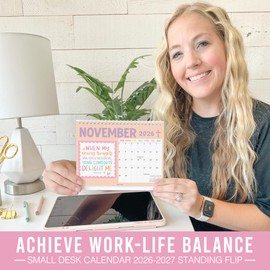 Small Desk Calendar 2026-2027 - Standing Flip Desk Calendars 2026, 18 Months Stand Up Calendars from Jan 2026 to June 2027, Christian Desktop Calendar Planner for Home, School, Office