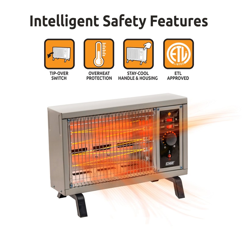 EZ-HEAT Portable Electric Indoor Radiant Wire Element Space Heater with
