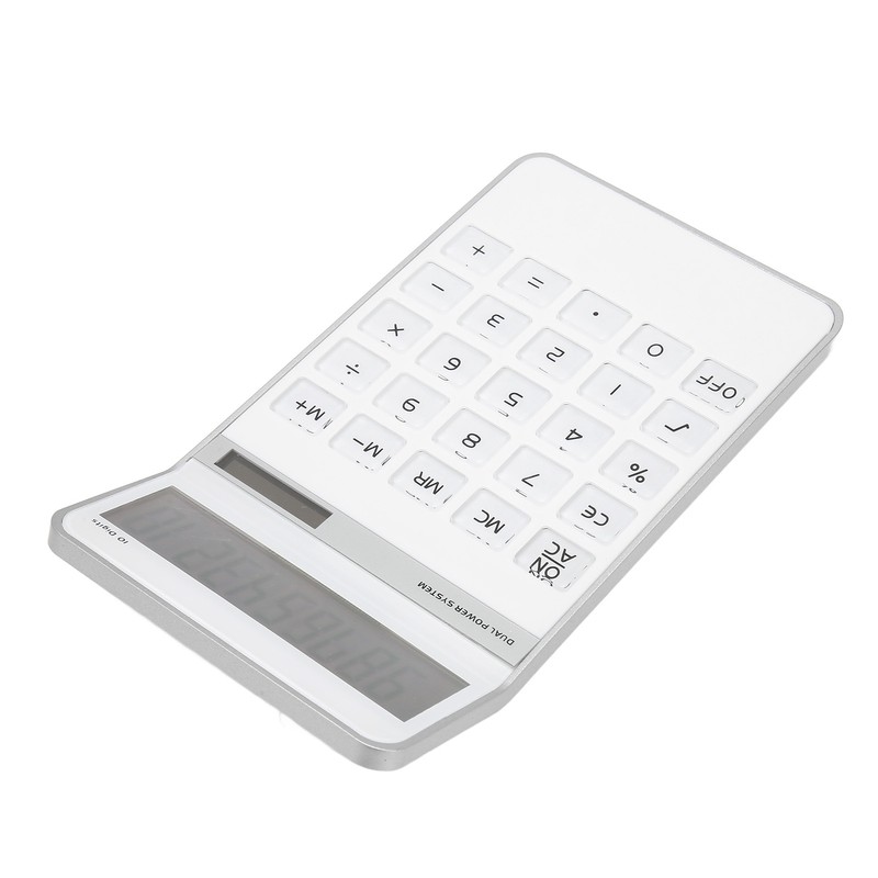 Calculator Solar Battery Powered Transparent Large Keys LCD Display Office