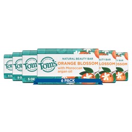 Tom’s of Maine Natural Beauty Bar Soap For Women and Men, Orange Blossom, 5 oz Bar (Pack of 6)
