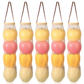 LXUEJIE Hanging Mesh Storage Bags, 5 Pack Mesh Produce Bags 17 Inch Long Reusable Net Produce Bag Washable Net Bag for Kitchen Potato Onion Garlic Vegetable Fruit Storage