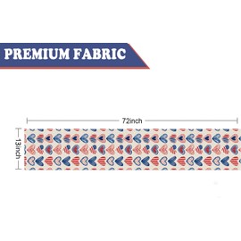 QIONG MENG 4th of July Table Runner Blue and Red Hearts Table Decoration for Home Memorial Day Independence Day Patriotic Indoor Kitchen Dining Decor 13x72 Inch