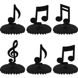 8 PCS Music Notes Honeycomb Table Centerpiece Black Glitter Musical Party Table Toppers Honeycomb Centerpieces for Music Concert Theme Baby Shower Wedding Birthday Party Table Decorations Supplies