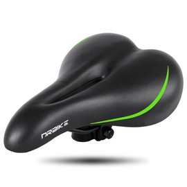 DRBIKE Adult Bike Seat with Wide Cushion & Waterproof Cover, Comfortable Padded Bicycle Saddle for Men & Women, Universal Bike Seat Replacement for MTB, Mountain, Road, Exercise & Cruiser Bike, Black