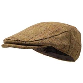 Borges & Scott Woodsman Peaked Cap - Fully Waterproof - Yorkshire Tweed Flat Cap - 100% Wool Outer, Autumn leaf