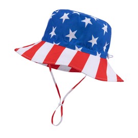 Baby Sun Hat Kids Summer UPF 50+ Toddler Bucket Hat Wide Brim Adjustable Beach Hats for Boys Girls Age 0-6 Years