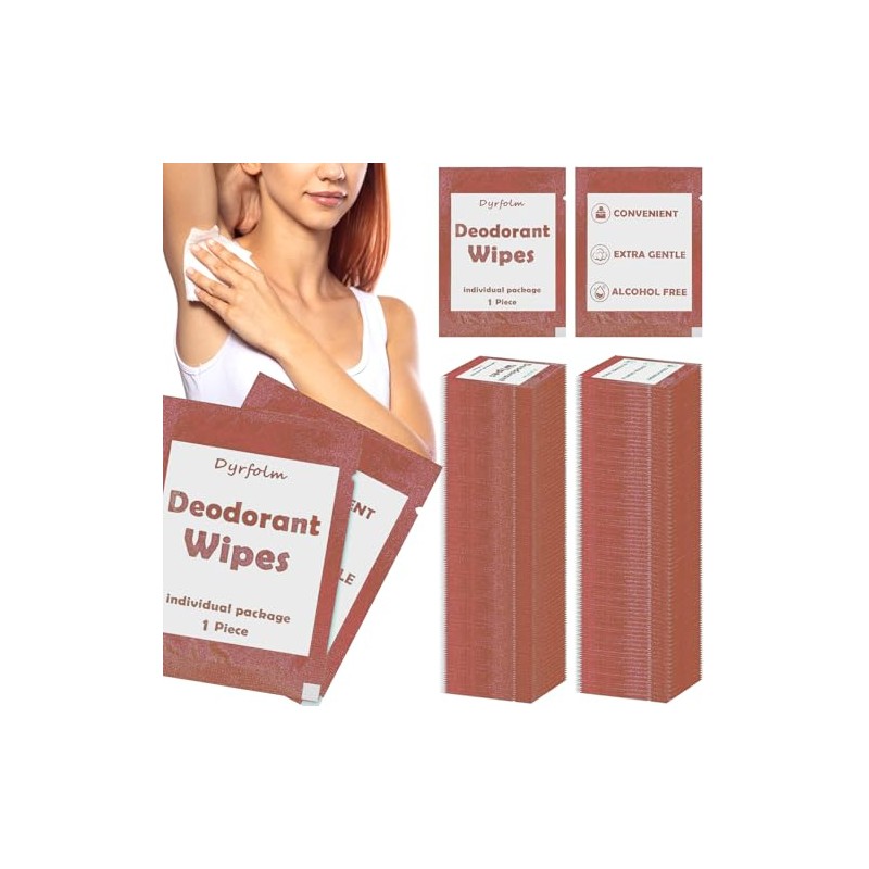 Dyrfolm 200 Pcs Underarm Deodorant Wipes,Travel Deodorant Wipes,Individually Wrapped Antiperspirant