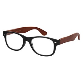 EDGEIWEAR Light Natural Bamboo Readers for Men Women Soho Hormed Rim Style Spring Hinge 200-2(MBLKbrnwd)