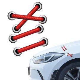 2PCS Universal Car 3D Simulation Shoelaces Stickers Stitches Graphic Decal Auto Patch Strap Bandage Bumper Sticker for Bumper Trunk Window Laptop Truck RV Boat (Red)