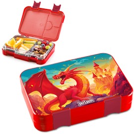 Jarlson® Children's Lunch Box with Compartments - Toni Lunch Box - Bento Box Leak-Proof - Lunch Box for Nursery and School - Girls and Boys | Lunch Box | Snack Box (DRAGON)