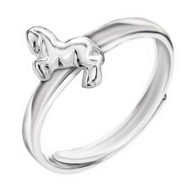 Clever Jewellery 925 Silver Horse Children Seem Real Silver Ring with Brilliant