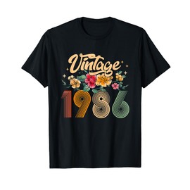 40 Years Old Born In 1986 Floral 40th Birthday Gifts Women T-Shirt