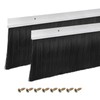 uxcell 2Pcs Door Brush Bottom Sweep H-Shape Aluminum Alloy Base