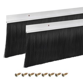 uxcell 2Pcs Door Brush Bottom Sweep H-Shape Aluminum Alloy Base with 4.7-inch PP Brush for Home, Industrial (47-inch L, Silver)