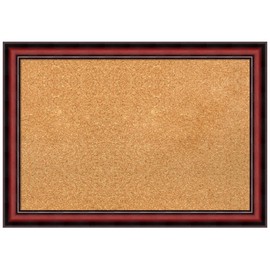 Amanti Art Natural Cork Board for Wall, 19x27 Vision Board with Cherry Wood Frame, Medium Corkboard Office Decor for Home Organization, Traditional Corkboard Pinboard to display items for home