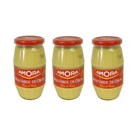 Amora Moutarde de Dijon Fine et Forte - Fine French Strong Dijon Mustard | Made in France | 440 Grams (15.5 Ounce) Glass Jar, 3-Pack