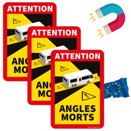 Blind Spot Sticker France - Angles Morts Magnet Motorhome and Bus - Magnetic Sign Car 17 x 25 cm - Motorhome Sticker Warning Sign - Lorry Motorhome and Bus Magnetic Signs Car