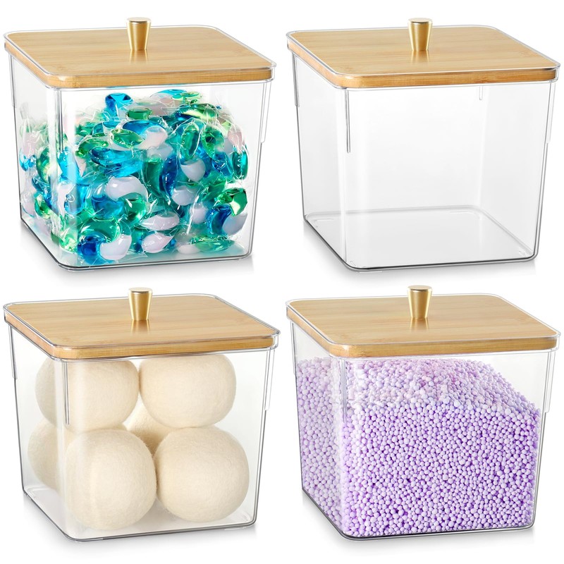 4 Pack Laundry Detergent Container, Clear Laundry Room Organization Containers,