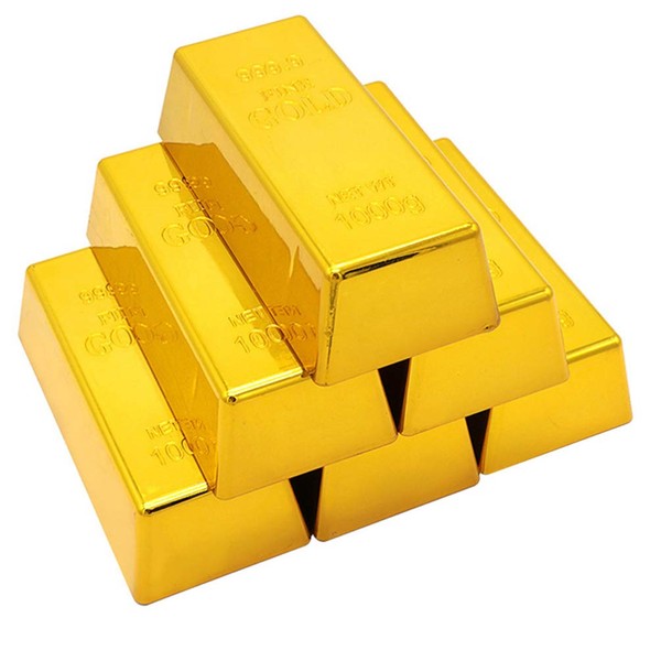 TOYANDONA Fake Gold Ingot, 6pcs Gold Ingot Gold Bricks Gold Ingot for Film Prop Novelty Gift Joke