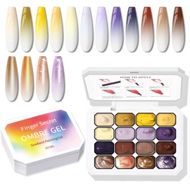 Karroy Sponge Pat Paint Nail Gel, Ombre Nails Gradient Gel Nail Blush Blooming Aura Nails Drawing Stripper Floral Painting DIY Nail Art, No Wipe, UV/LED Curing (16 Colors D)