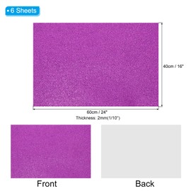 PATIKIL 2mm(1/10") Thick Adhesive Glitter Foam Sheet 16x24inch(40x60cm) Purple, EVA Shiny Foam Board for Craft, 6 Pcs