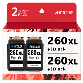 HOTCOLOR PG-260XL Black Ink Cartridges Replacement for Canon 260 Black Ink PG260XL for Canon 260 and 261 Ink cartridges PG260 for TS6420a TS6400 TR7020a TS5320 Printer (2 Black)