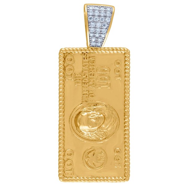 JewelryWeb 925 Sterling Silver Mens Yellow tone CZ One Hundred