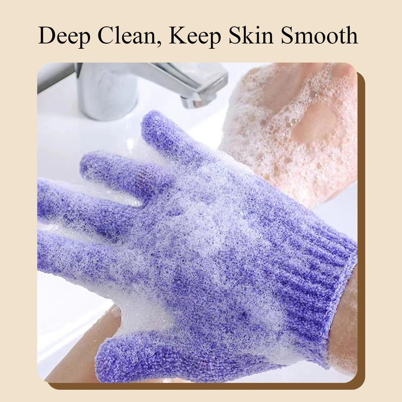 MOLOPPO Bath Glove 2PCS Use Loofah Sponge Exfoliating Body Scrubber