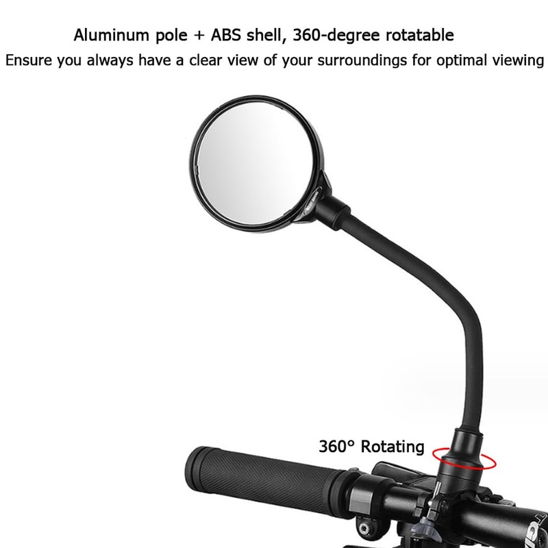 Electric Scooter Rear View Mirrors - 360° Rotating Wide-angle Rearview
