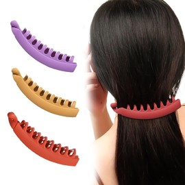 3 Pack Large Banana Hair Clips, Colorful Banana Hair Clips, Ponytail Hair Clips, Non-Slip Ponytail Clips for Women and Girls with Thick Hair