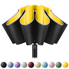 Yoobure Inverted Travel Umbrella, Automatic Umbrellas for Rain, Windproof Compact Umbrella with Reflective Stripe, Folding Sun Umbrella UV Umbrella, Portable Large Umbrella for Backpack, Lightweight