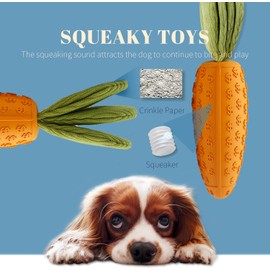 Svemei Squeaky Dog Chew Toys for Aggressive Chewers, Rubber Carrot Dog Toys, Interactive Tough Dog Toy,Funny Dog Teeth-Cleaning Toy for Puppy Small Medium Large Dogs