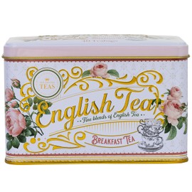 New English Teas English Rose Tea Tin with 40 English Breakfast Teabags