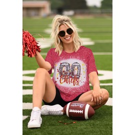 Football Shirts for Women Game Day Tshirt Vintage Leopard Soccer Splatter Graphic Tee Team Fan Gifts Tops