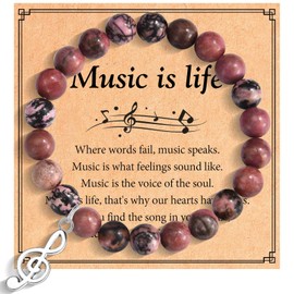 EPVID Music Gifts, Note Charm Red Beaded Bracelet Music Gifts for Women, Perfect Gifts for Musicians Special Gifts for Music Lovers on Christmas Birthday