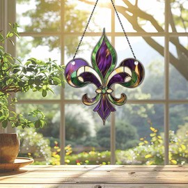 Mardi Gras Fleur-de-Lis Ornaments, Mardi Gras Fleur-de-Lis Decorations for Tree - Mardi Gras Fleur-de-Lis Gifts for Women Men, Gifts for Mardi Gras Holiday Lovers - Acrylic Ornament