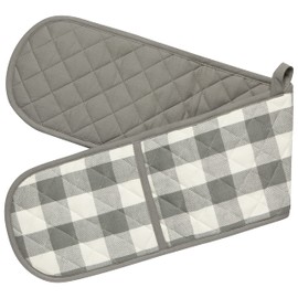 Now Designs Double Chef Oven Mitt, W7.5 x L36in, London Gray Buffalo Check