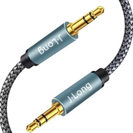 3.5mm Aux Cable 0.3M, J•LONG Nylon Braided 3.5mm Male to Male Auxiliary Audio Stereo Cord Compatible with Car,Headphones,Tablets,Laptops,Android Smart Phones& More (0.3m/1FT)