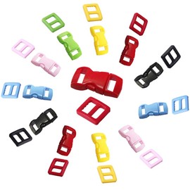 Aweisile Clasp 120 Piece Mini Clasp Set Buckles Plastic Buckle Click Closure Clip Fastener with Adjustable Sliding Buckles for Paracord Bracelets Dog Collar 29 x 15 mm, colour