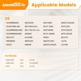 ADEERLUO High Output Alternator For/Honda Civic 2006 2007 2008 2009 2010 2011 L4 1.8L, 80A 12V CW 7-Groove Pulley Upgraded 31100RNAA01 3611176 31100-RNA-A01