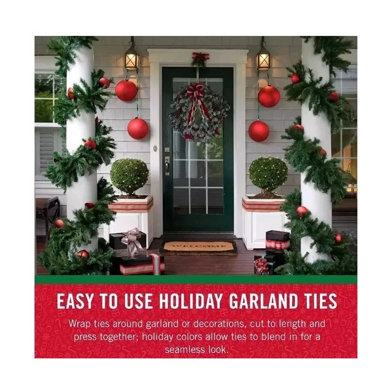 VELCRO Holiday Garland Tie for Decorations, Reusable Wrap, 30 Ft